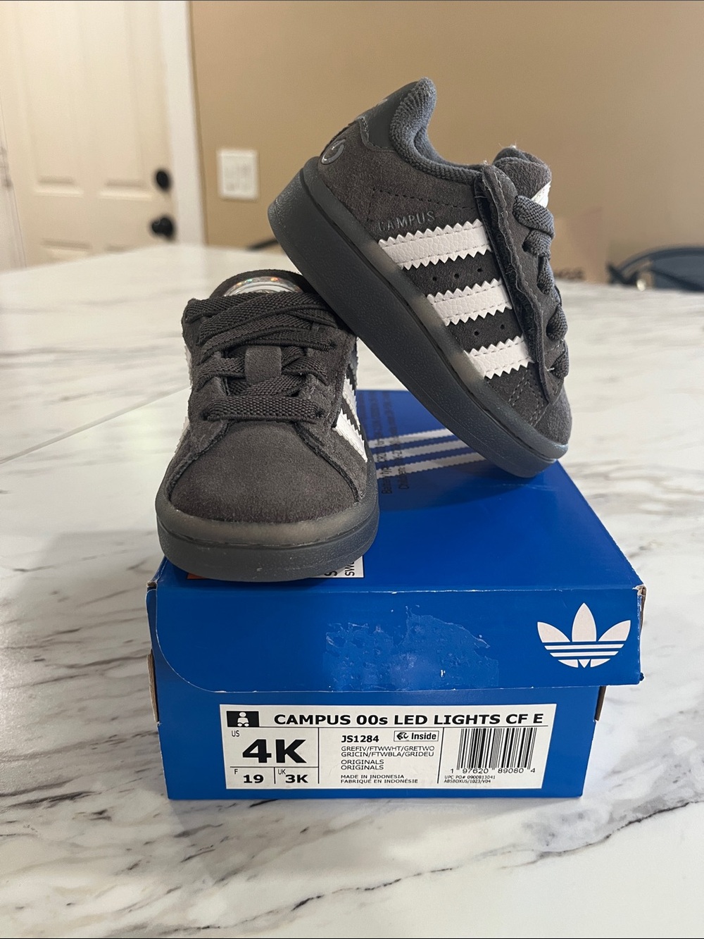 Adidas Kids' Campus LED Light Sneakers - Gray/White